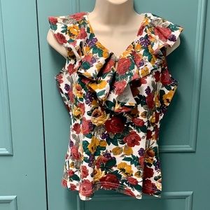 🆕 NEXT ERA sleeveless floral tunic w/ruffled neck